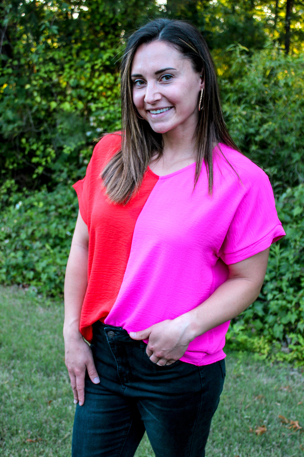 Ivy Pink & Red Toned Top