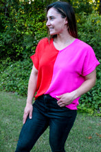 Load image into Gallery viewer, Ivy Pink &amp; Red Toned Top
